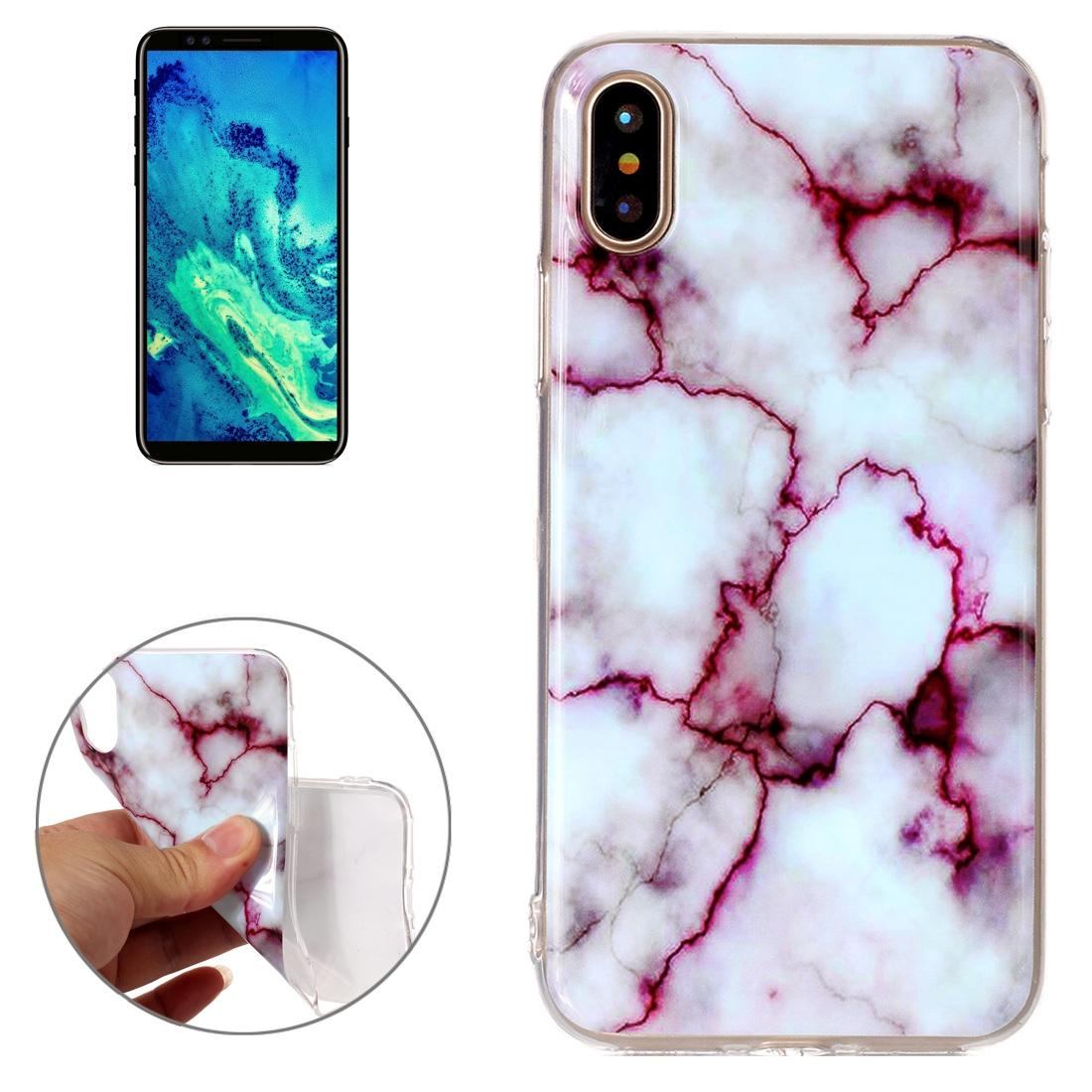 For iPhone XS,X Back Case,Elegant Marble Durable Protective Cover,Purple