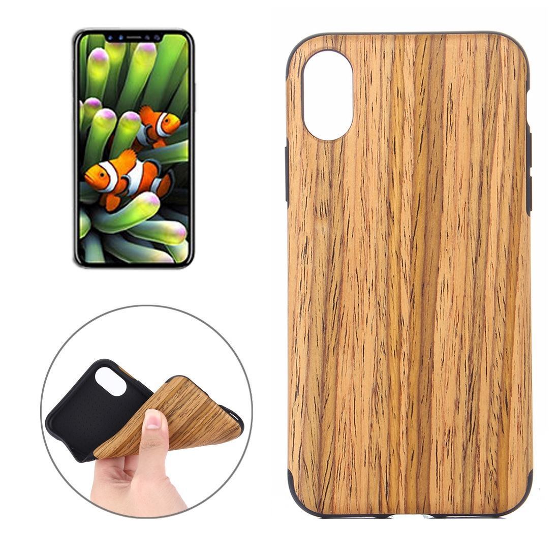 For iPhone XS,X Back Case,Modern Teak Wood Texture High-Quality Shielding Cover