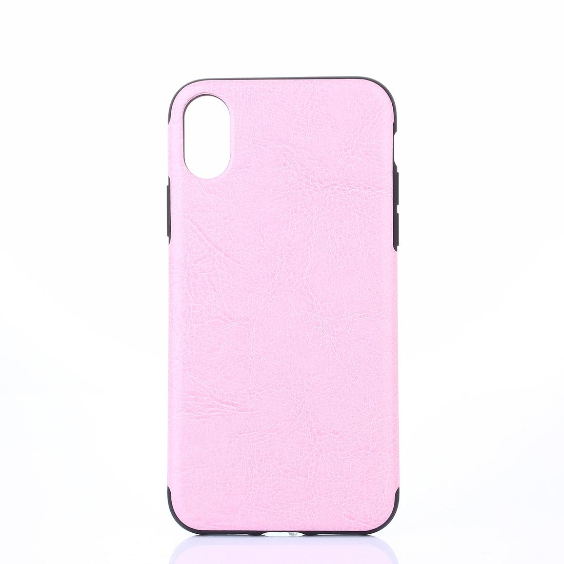 For iPhone XS,X Back Case,Slim Horse Texture Durable Protective Cover,Pink