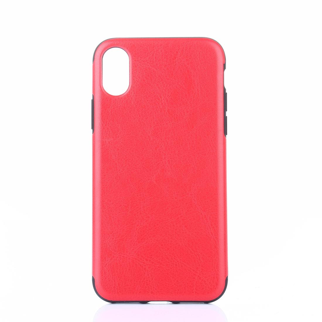 For iPhone XS,X Back Case,Slim Horse Texture Durable Protective Cover,Red