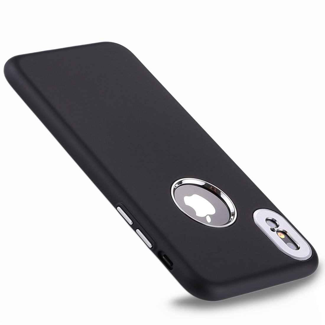 For iPhone XS,X Back Case,Styled Metal Button High-Quality Shielding Cover,Black