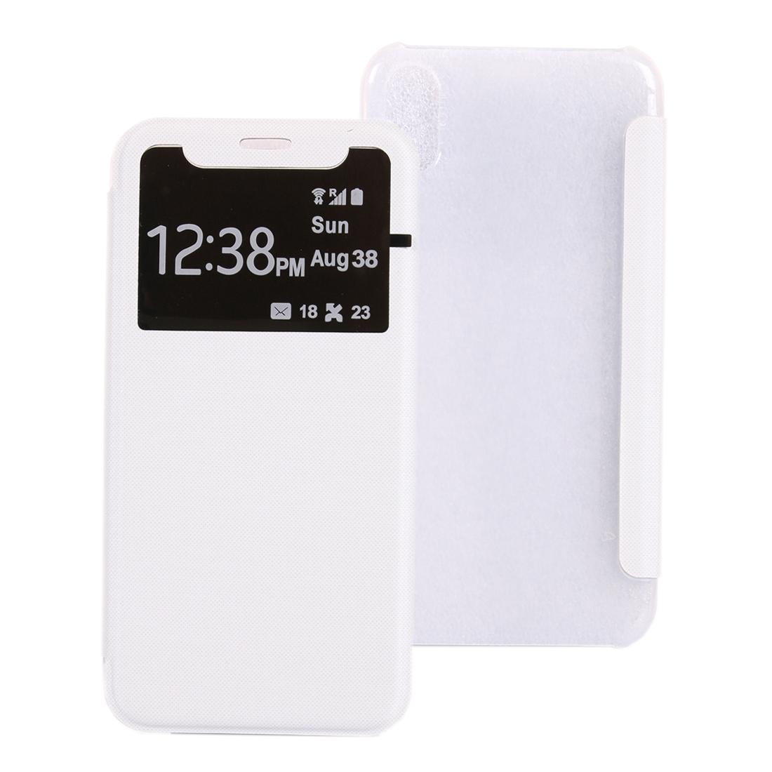 For iPhone XS,X Case,Elegant Caller ID Display Protective Leather Cover,White