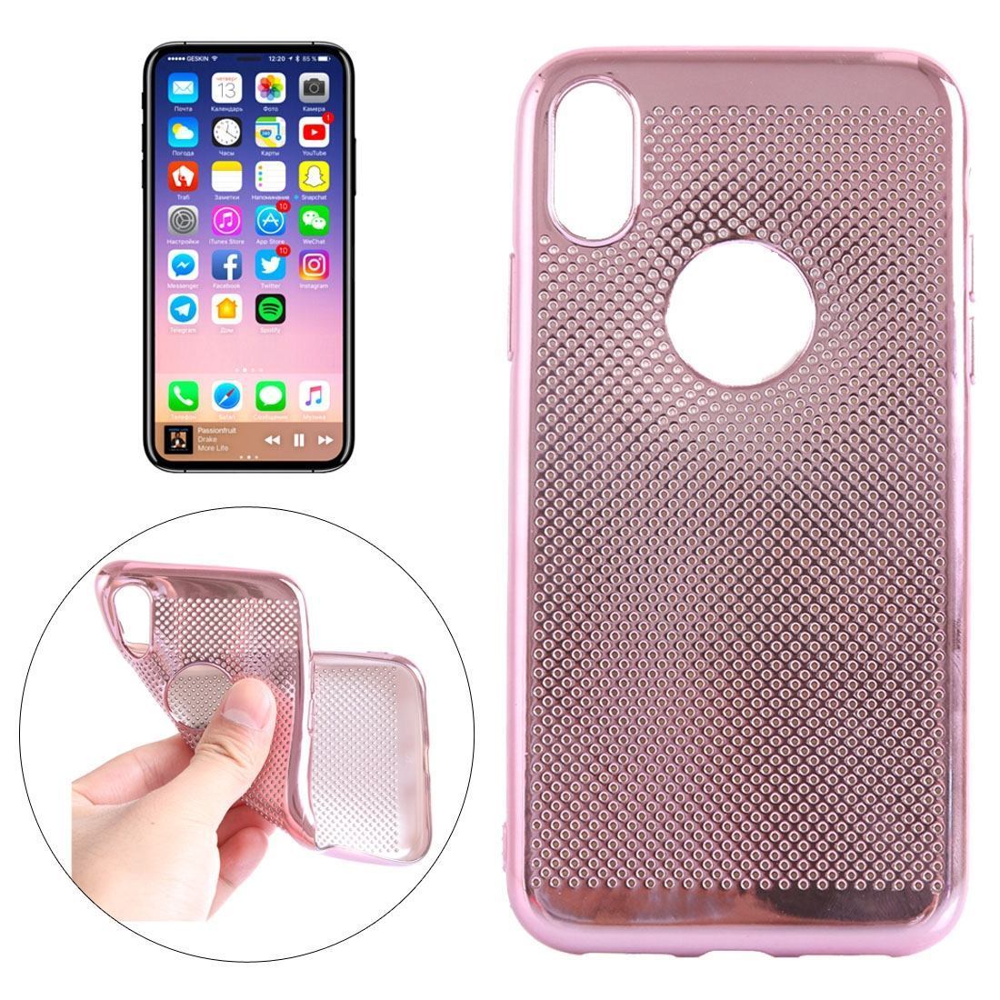 For iPhone XS,X Case, Electroplated Durable Grippy Protective Cover,Rose Gold