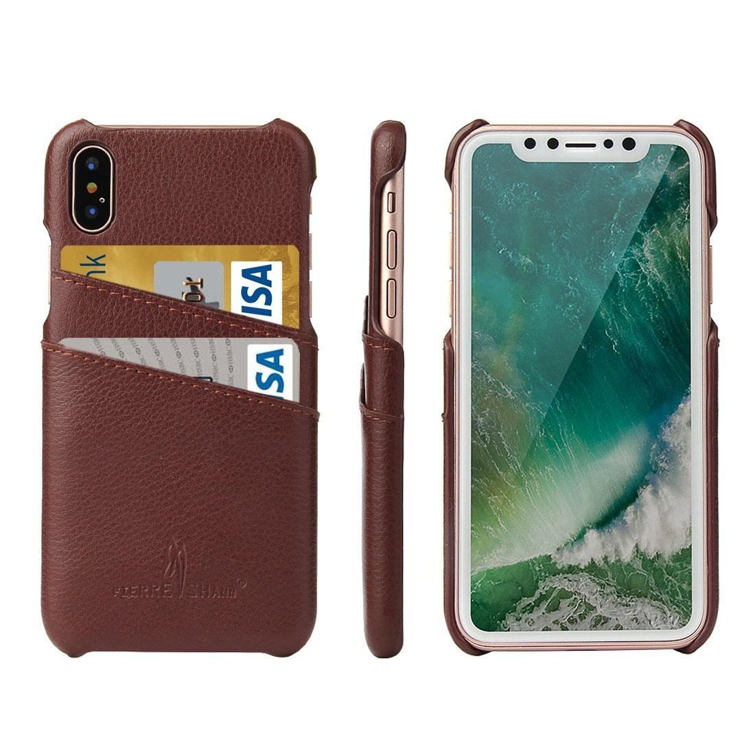 For iPhone XS,X Case,Modern Handmade Durable Genuine Leather Fashion Cover,Brown