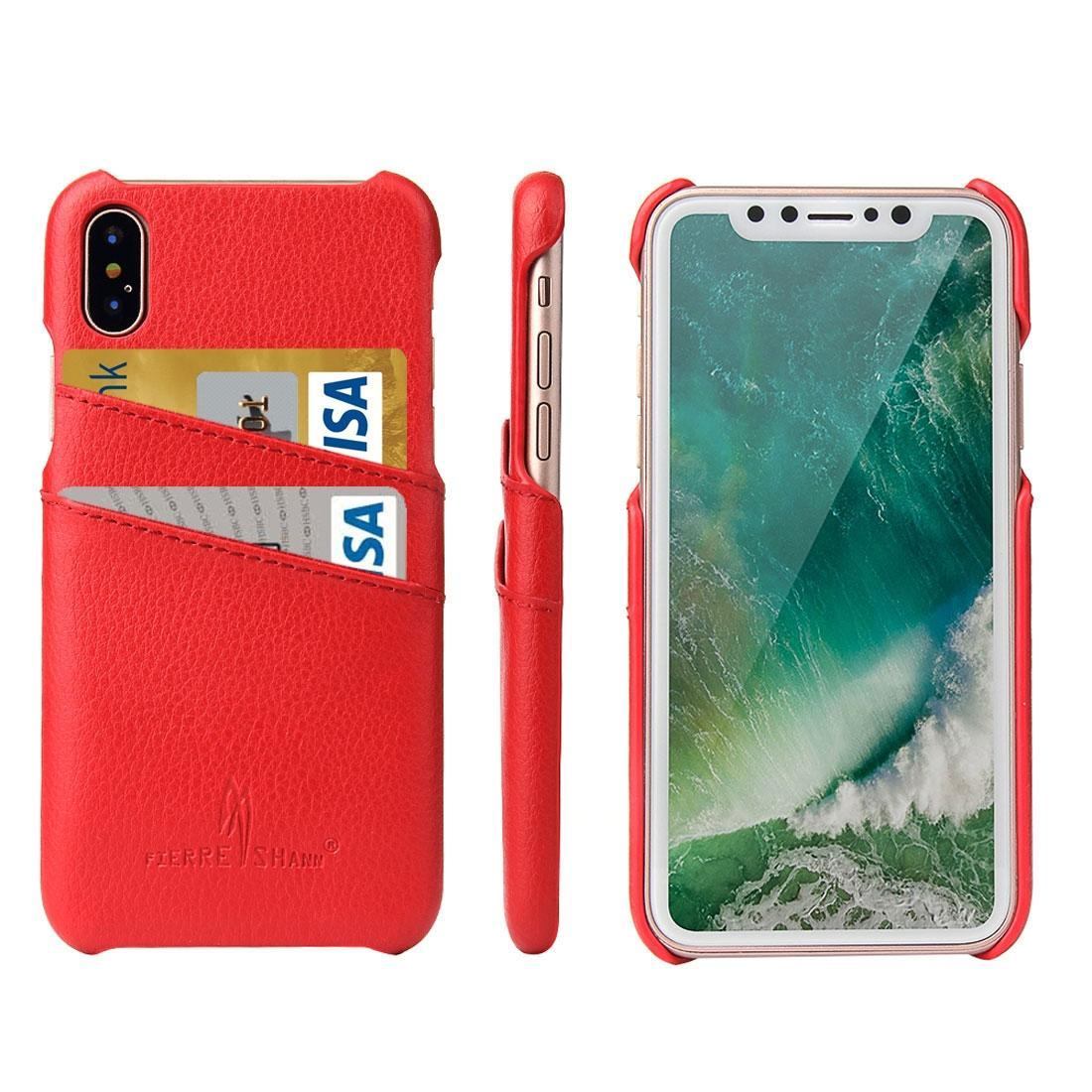 For iPhone XS,X Case,Elegant Handmade Durable Genuine Leather Fashion Cover,Red