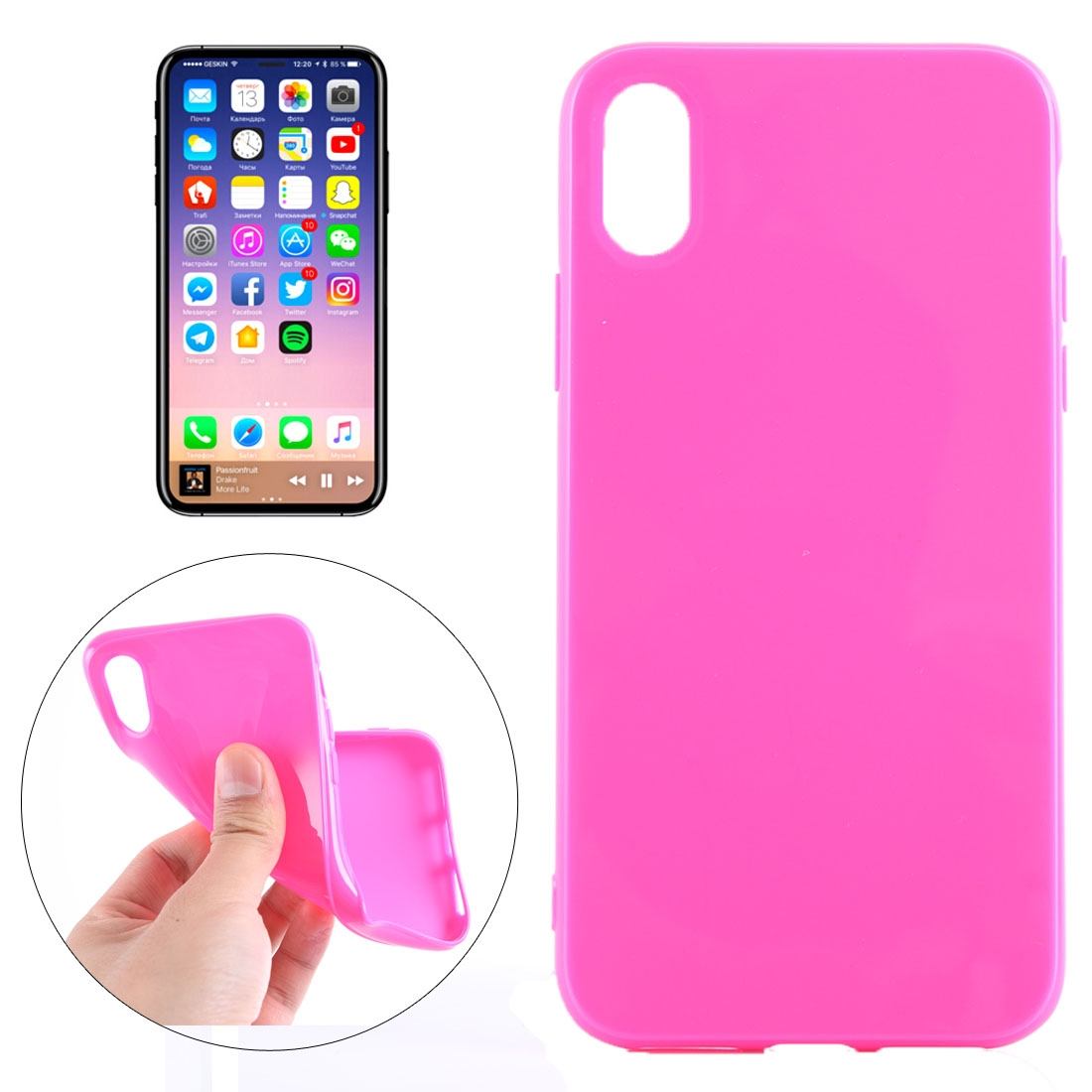 For iPhone XS,X Case,Elegant Solid High-Quality Grippy Protective Cover,Magenta