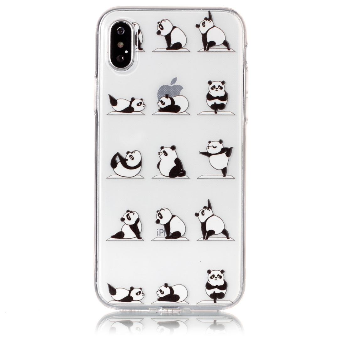 For iPhone XS,X Case,Pandas Yoga Class Transparent High-Quality Protective Cover