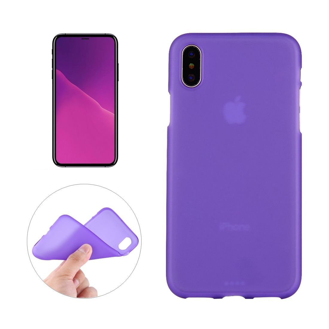 For iPhone XS,X Case Purple Frosted Solid Colour TPU Back Cover Cover