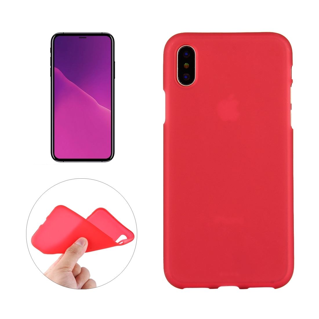 For iPhone XS,X Case Red Frosted Solid Colour TPU Back Cover Cover