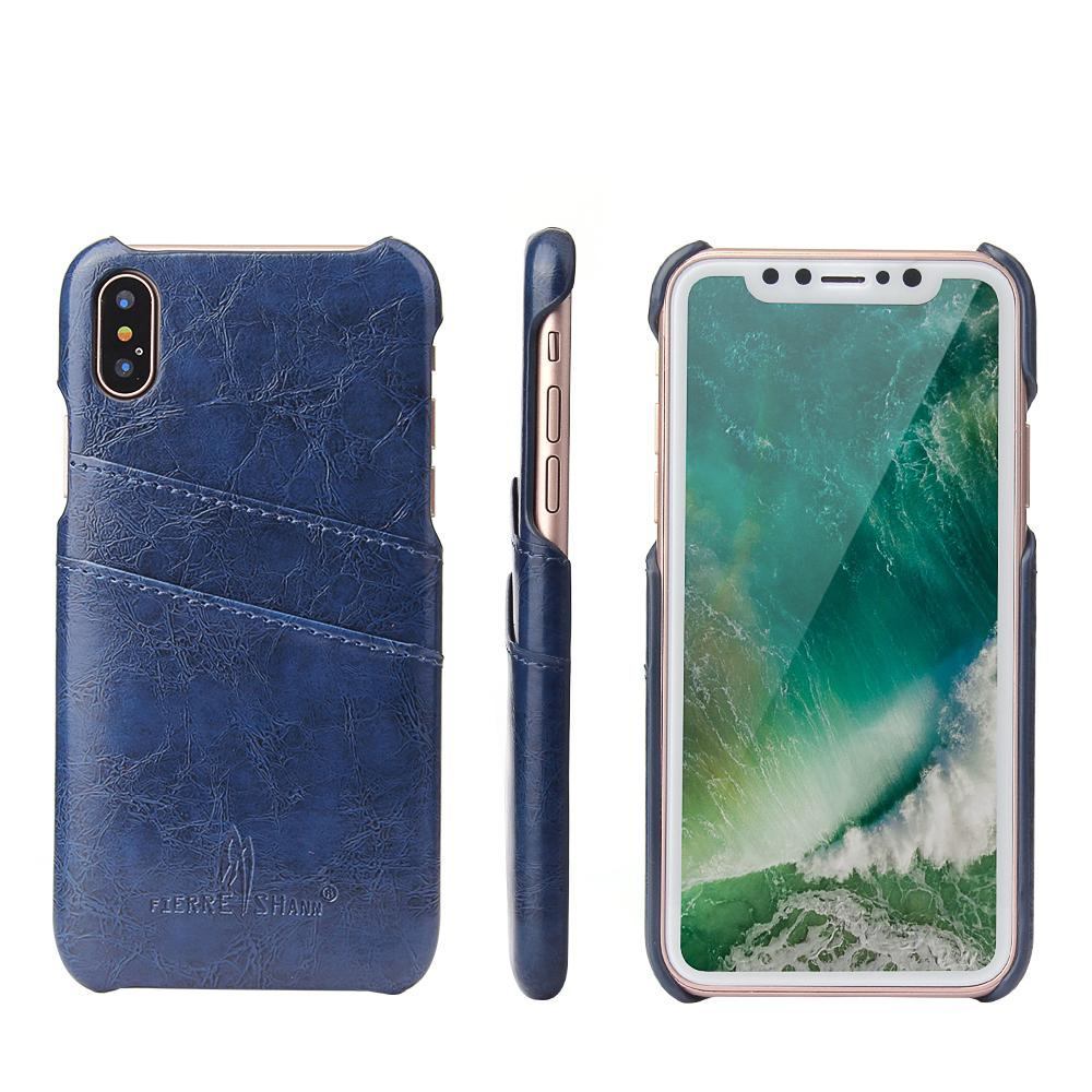 For iPhone XS,X Case,Styled Deluxe Durable Protective Leather Cover,Blue