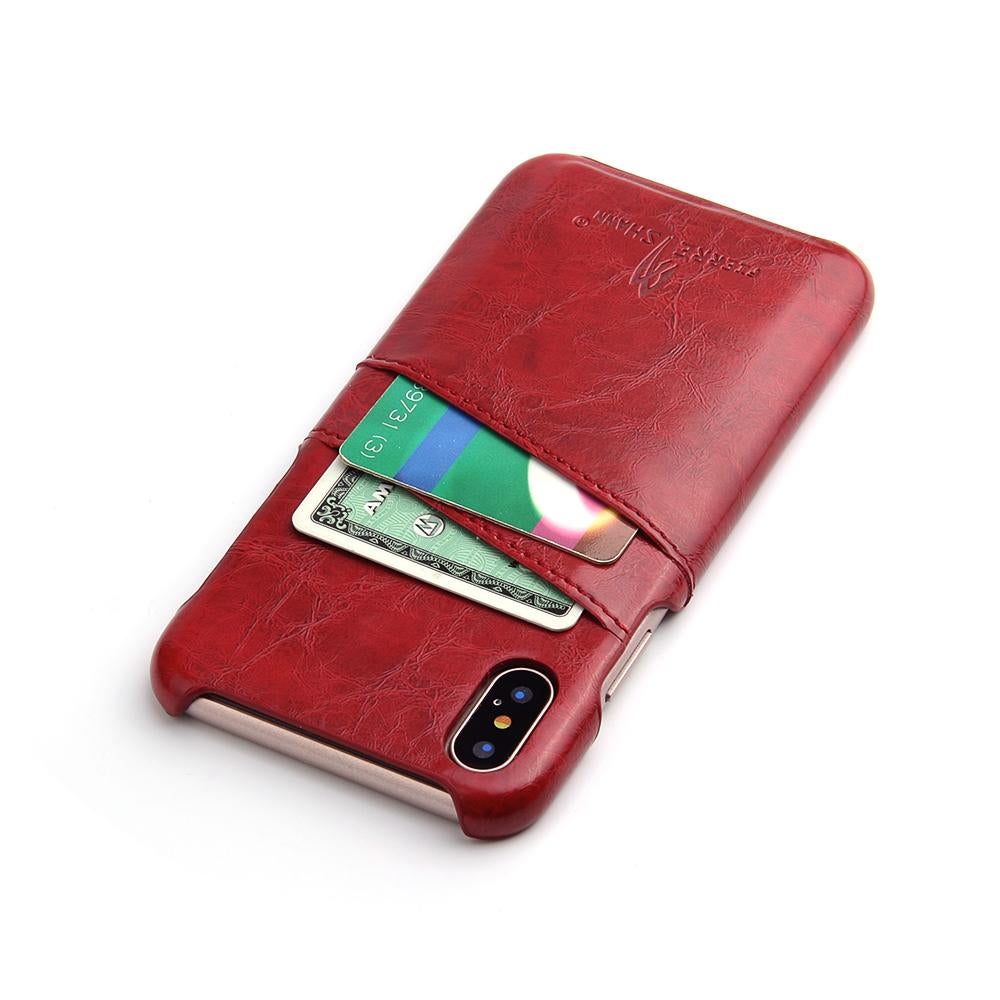 For iPhone XS,X Case,Deluxe High-Quality Durable Protective Leather Cover,Red