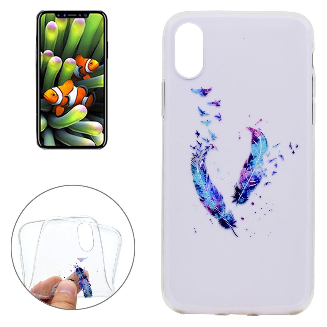 For iPhone XS,X Case,Styled Prismatic Feathers Durable Grippy Protective Cover