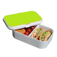 Lunch Box Food Container Snack Picnic Authentic Wood Strap Cutlery Light Green