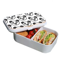 Lunch Box Food Container Snack Picnic Authentic Wood Strap Cutlery Lovely Panda