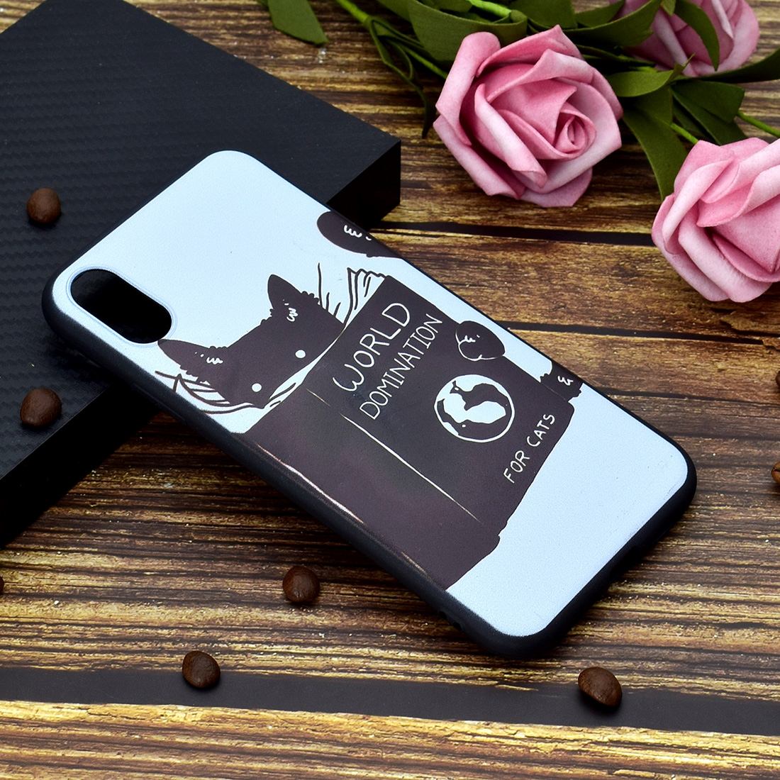 Painted Soft TPU Protective Case For iPhone XR,Black Cat