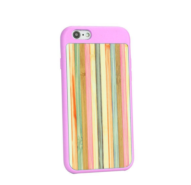 For iPhone 6,6S Case Pink Bamboo Rainbow Wooden Customized Case
