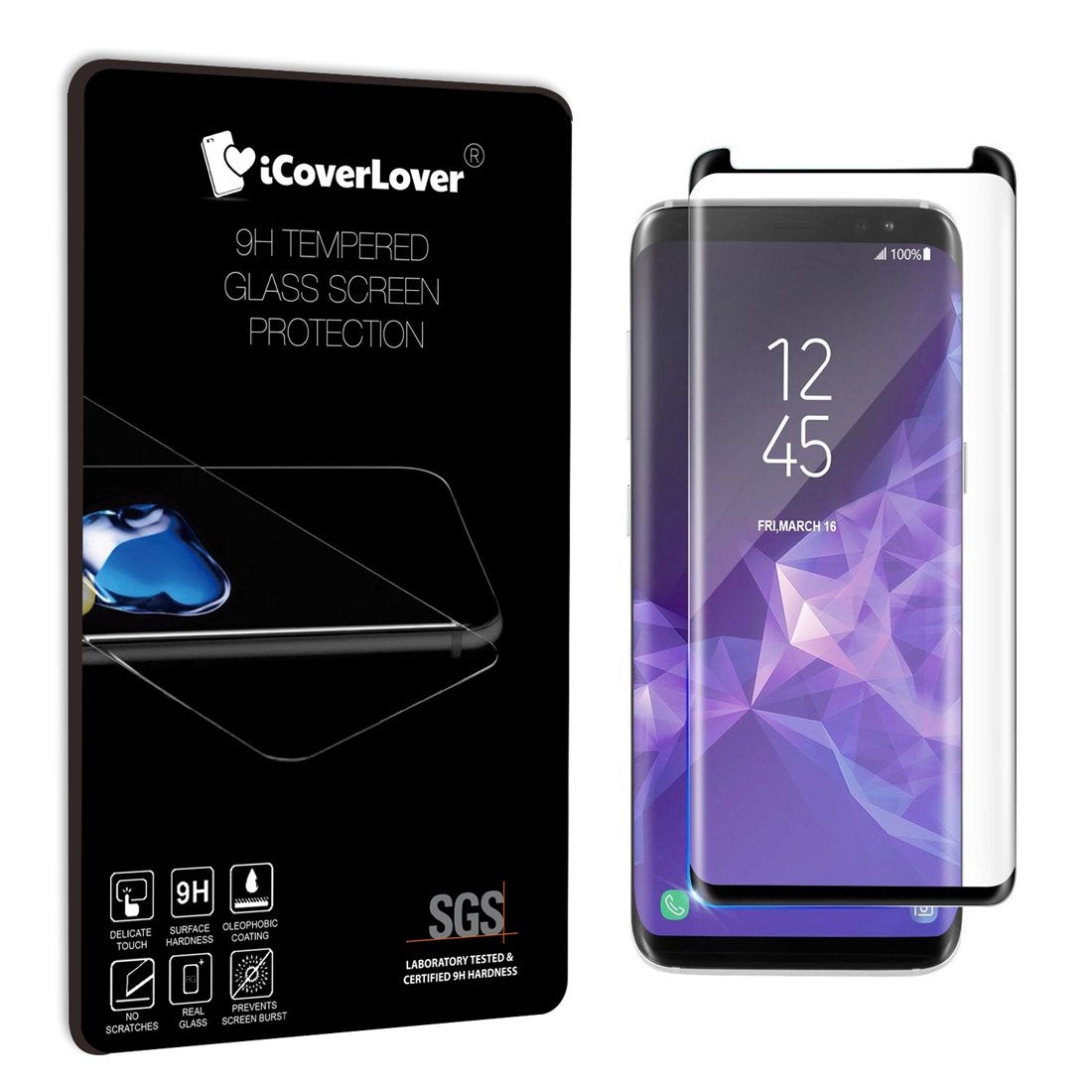 For Samsung Galaxy S9,3D Full Screen Tempered Glass Screen Protector,iCoverLover