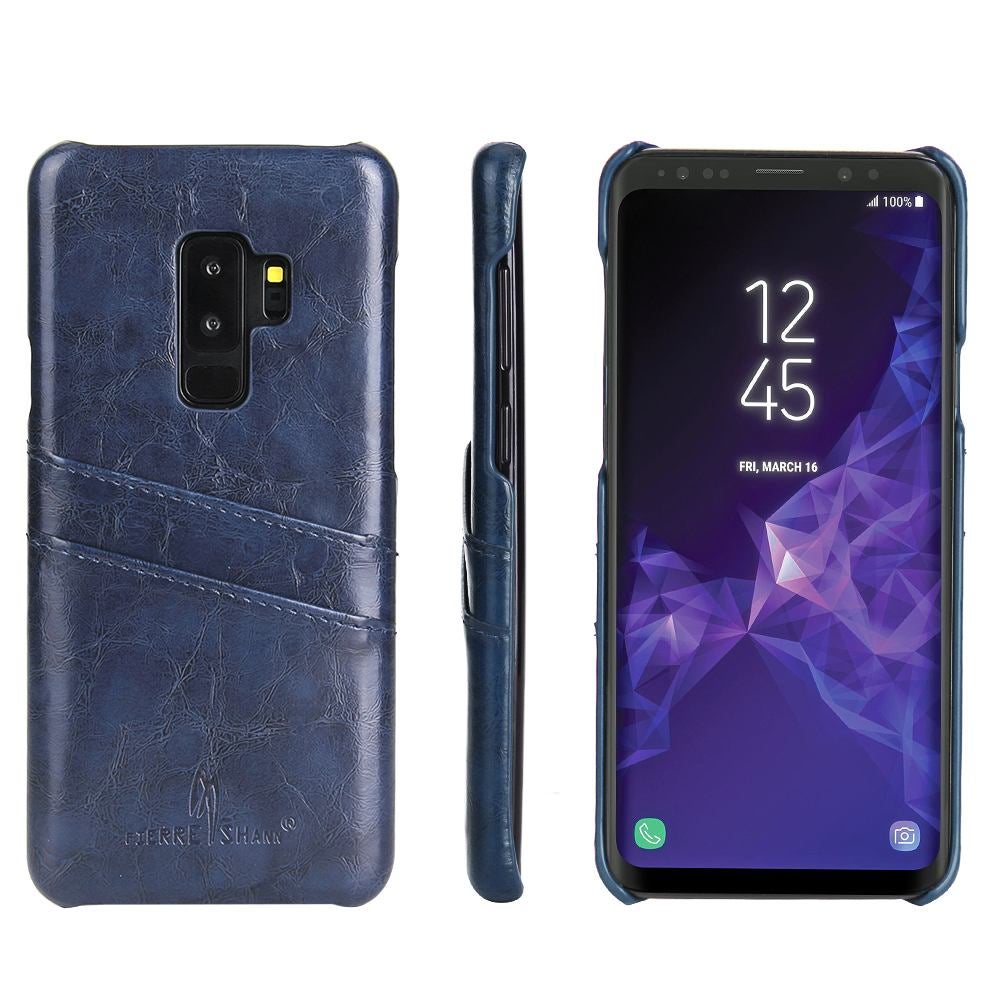 For Samsung Galaxy S9+ PLUS Blue Deluxe Leather Back Wallet Card Slots Case