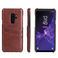 For Samsung Galaxy S9+ PLUS Brown Deluxe Leather Back Wallet Case,Slots Case