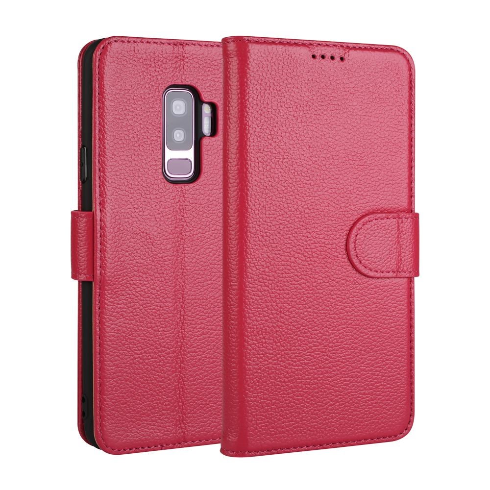 For Samsung Galaxy S9+ PLUS Case,Fashion Wallet Cow Genuine Leather Cover,Rose