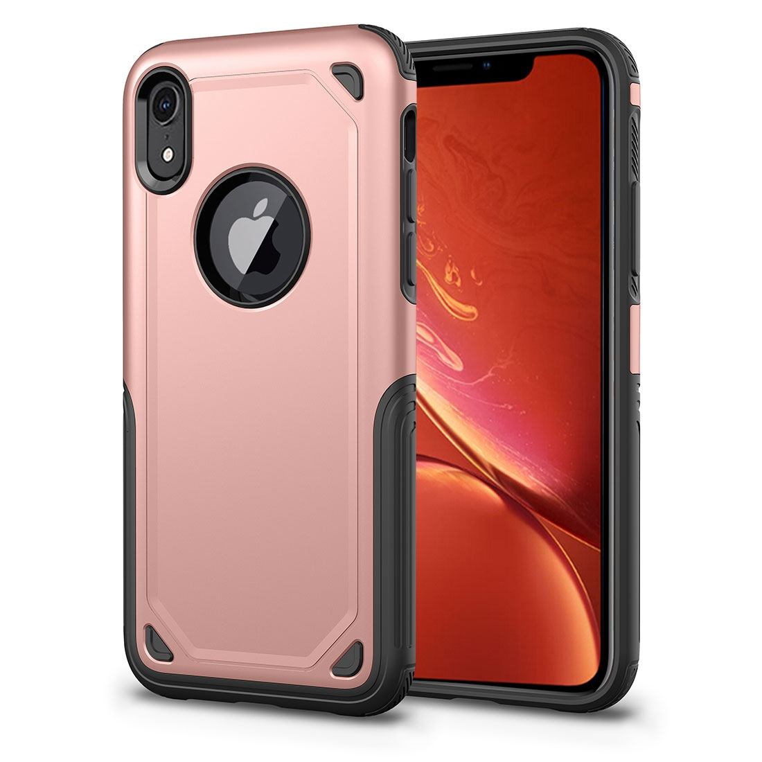 Shockproof Rugged Armour Protective Case For iPhone XR,Rose Gold