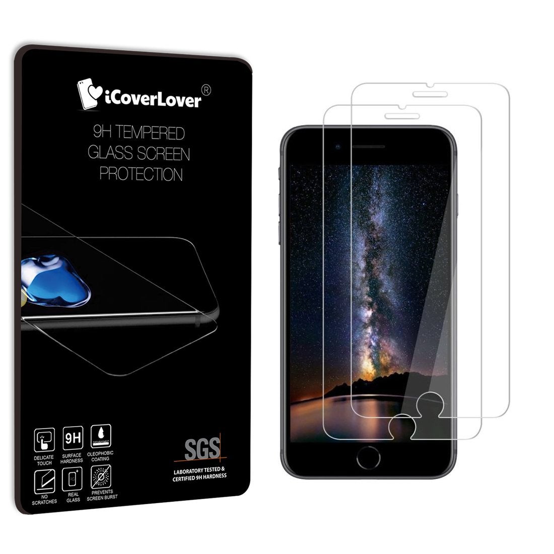 Transparent 2-Pack For iPhone 8 PLUS,7 PLUS 9H Tempered Glass Screen Protector