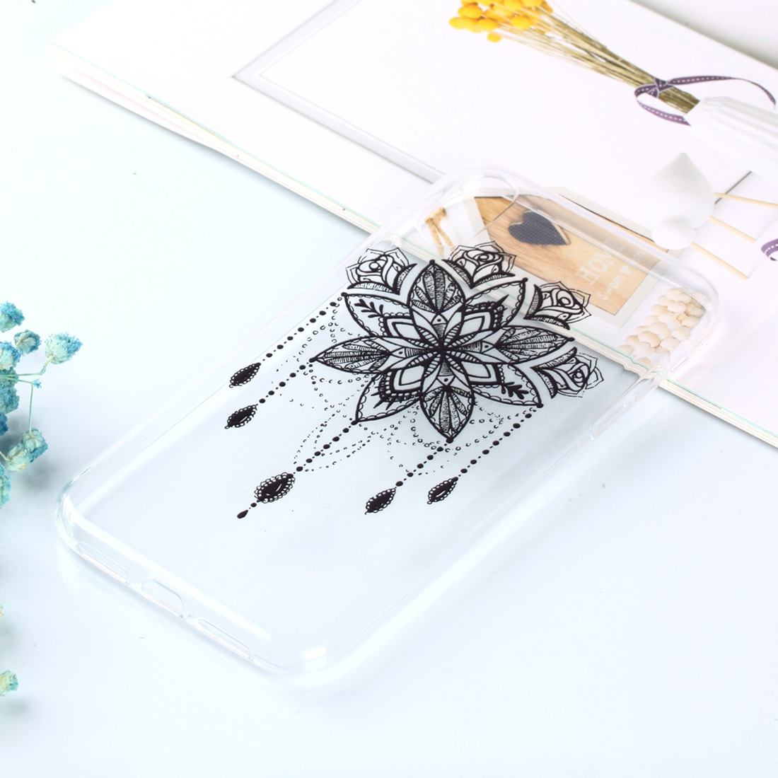 Transparent Varnish Painting Soft TPU Case For iPhone XR,Bead Windbell