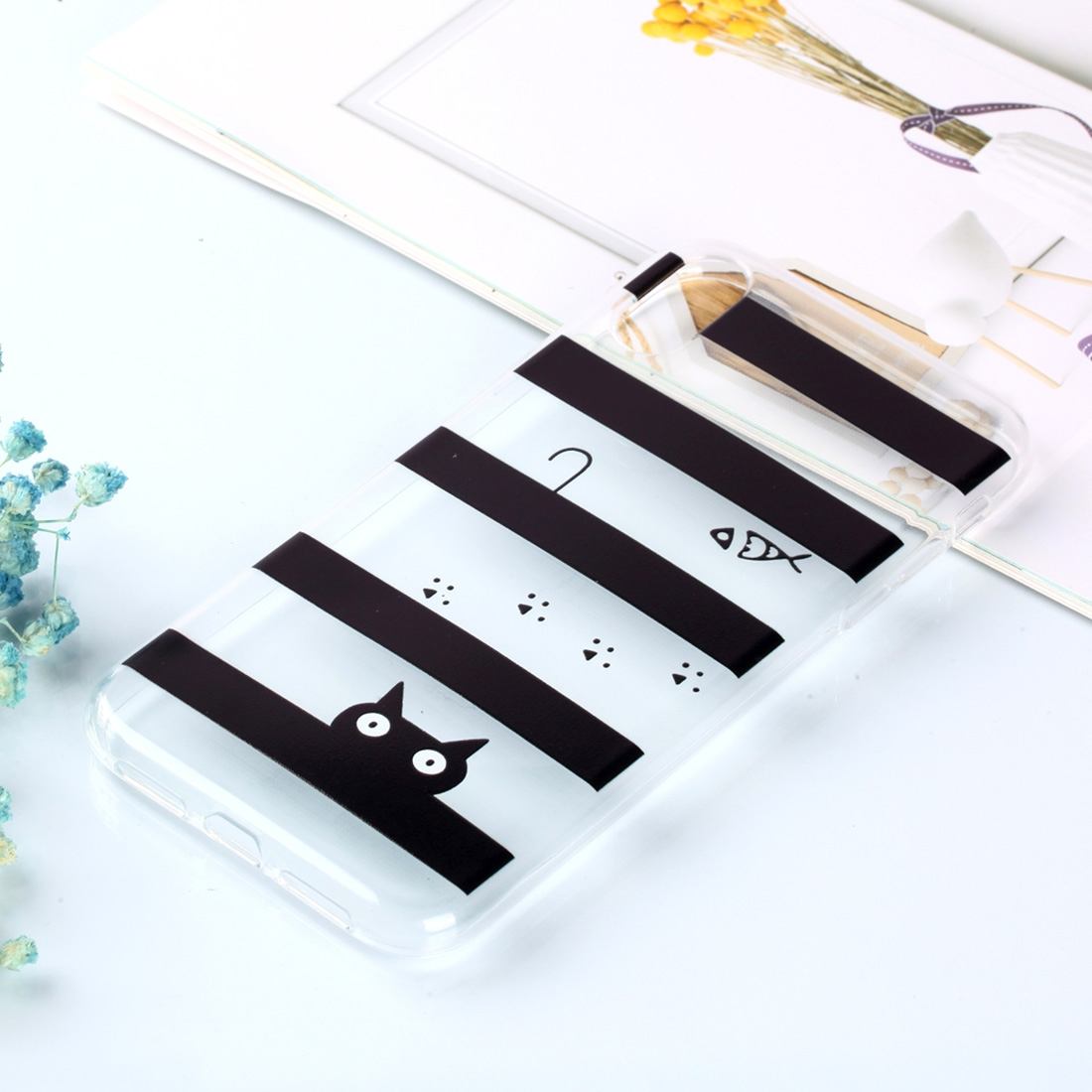 Transparent Varnish Painting Soft TPU Case For iPhone XR,Cat in Striped