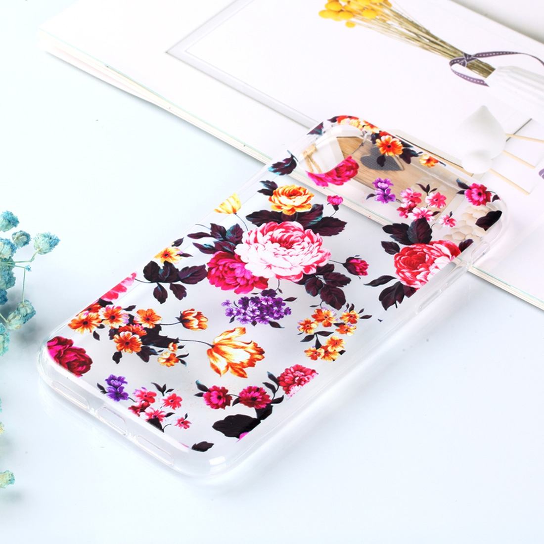 Transparent Varnish Painting Soft TPU Case For iPhone XR,Flowers