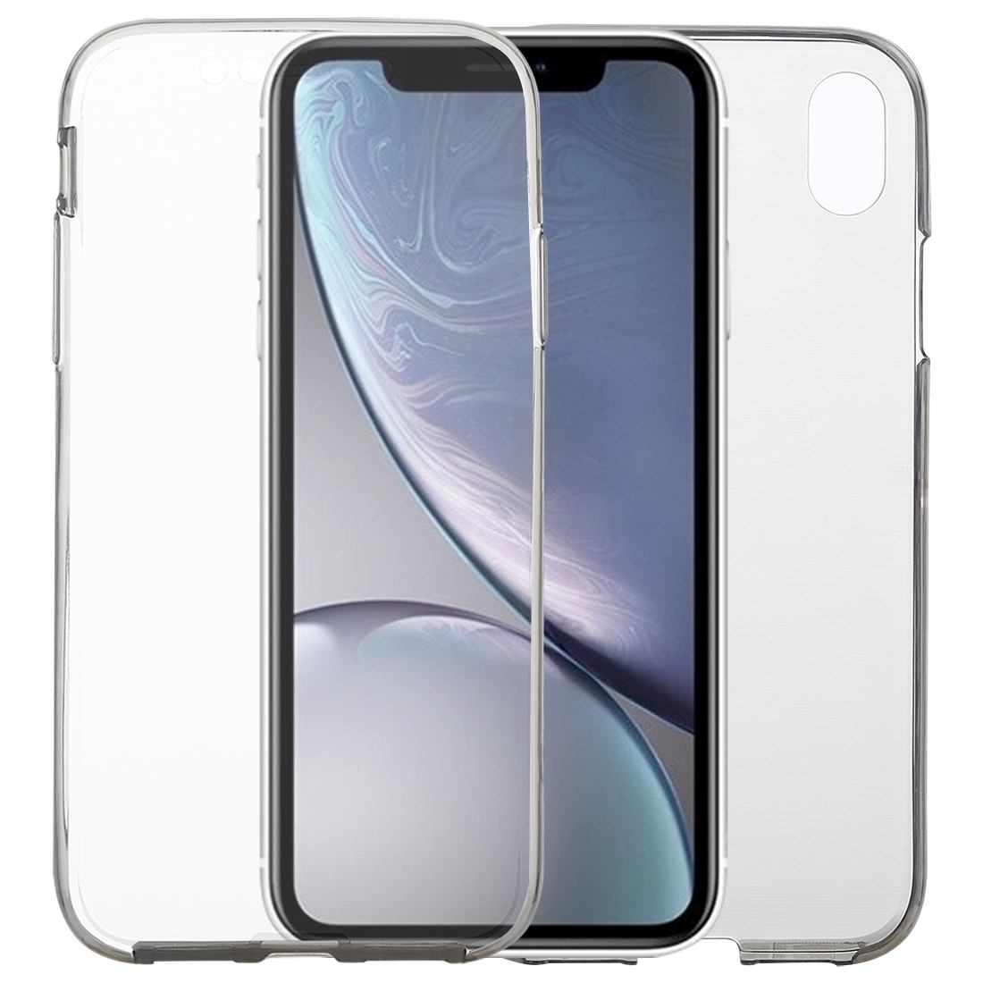 Ultra-thin Double-sided Full Coverage Transparent TPU Case For iPhone XR,Grey