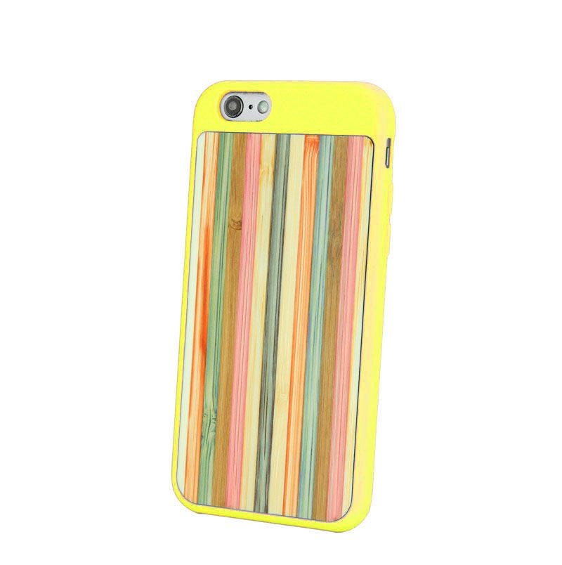 For iPhone 6,6S Case Yellow Bamboo Rainbow Wooden Customized Case