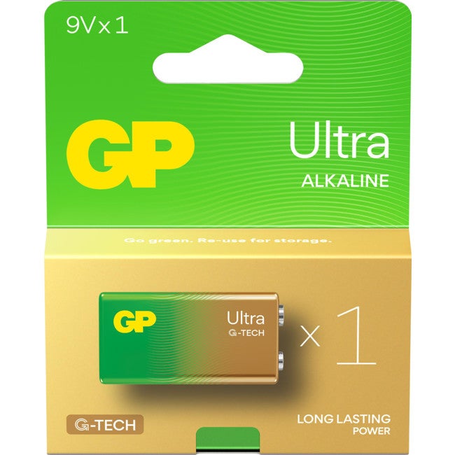 GP 1604AU 9V Ultra Alkaline Battery Single Card Type: 9V Ultra Alkaline 9V ULTRA ALKALINE BATTERY