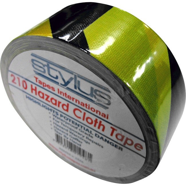 STYLUS 210HCT-25 25Mt X 48Mm Hazard Cloth Tape Yellowand Black Warning Gaffer Suitable For