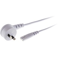 DOSS 720ACRW Flat Mains To Fig 8 Lead - 2M White* Right Angle Plug Right-Angle Plug FLAT MAINS TO