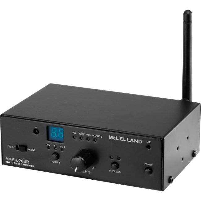 MCLELLAND AMP-D20BR Class D Bluetooth Amplifier 20W + 20W Ampd20 Audio Inputs: 2X RCA &