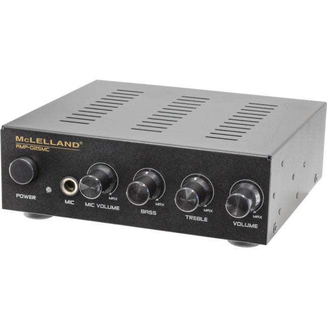 MCLELLAND AMP-D25MC 2Ch Amp With Mic Input Mixes Two Audio Input Sources Together 2CH AMP WITH