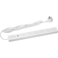HPM D105MS6WE 6 Way Master Switch Powerboard Surge Protected - Master Switch To Turn All