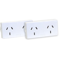 HPM D2/2WE 2 Pack Double Adaptor Side by Side / Right& Left 2Pk Slimline Twin Adaptors, 10A. 2