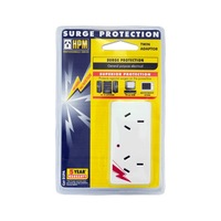 HPM D2PA 2-Way Surge Protector Double Adaptor 240V 10 Amps Max. 2 POINT SURGE PROTECTOR
