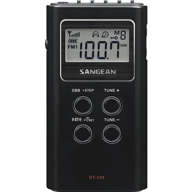SANGEAN DT120BK Black FM/AM Radio Pocket Size With Earphones Pll Synthesized Digital Tuning BLACK