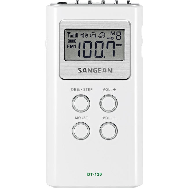 SANGEAN DT120WH White FM/AM Radio Pocket Size With Earphones Pll Synthesized Digital Tuning WHITE