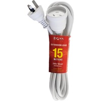 DOSS EXL15M 15M Power Extension Lead White Pvc Ordinary Duty Cable With Fully Moulded 3 Pin