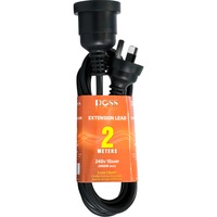 DOSS EXL2MB 2M Power Extension Lead Black Pvc Ordinary Duty Cable With Fully Moulded 3 Pin