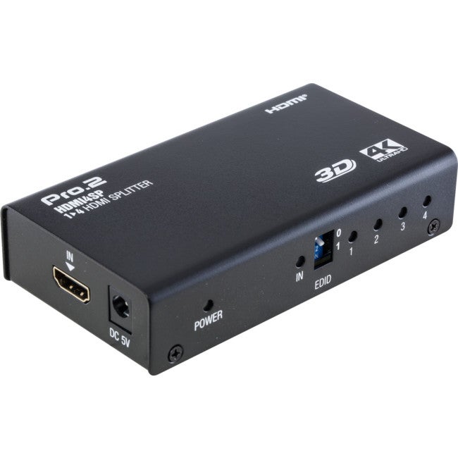 PRO2 HDMI4SP 4 Way HDMI Splitter 1 In 4 Out 3D 4K2k Compatible Supports 480P, 720P, 1080I and 1080P