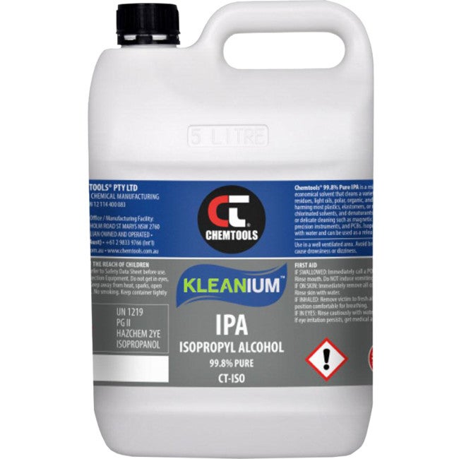 CHEMTOOLS ISO5L 99.8% Isopropyl Alcohol 5Litre Isopropanol / Alcohol Drum 5L Ipa 100% Pure