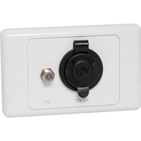 L1036 Antenna and Power Wall Plate Caravan Weather Resistant Car Accessory Socket and 'F' Antenna