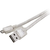 PRO2 LC7243 Transparent Micro USB Lead 2M Double Sided USB-a Plug USB-B Transparent Jacket
