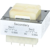 POWERTRAN M7258 9V + 9V 10Va PCB Transformer 18V (751018T) Primary Voltage: 240V Ac 9V + 9V 10VA