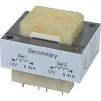 POWERTRAN M7264 12V + 12V 10Va PCB Transformer 24V (751024T) Primary Voltage: 240V Ac 12V + 12V