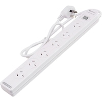 SANSAI PAD137P 6 Way Powerboard Master Switch Overload Protection 6 Standard 10A, 240V, 2400W Max